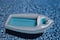 9ft. Inflatable Gray & Blue Classic Boat Cruiser Pool Float with Cooler